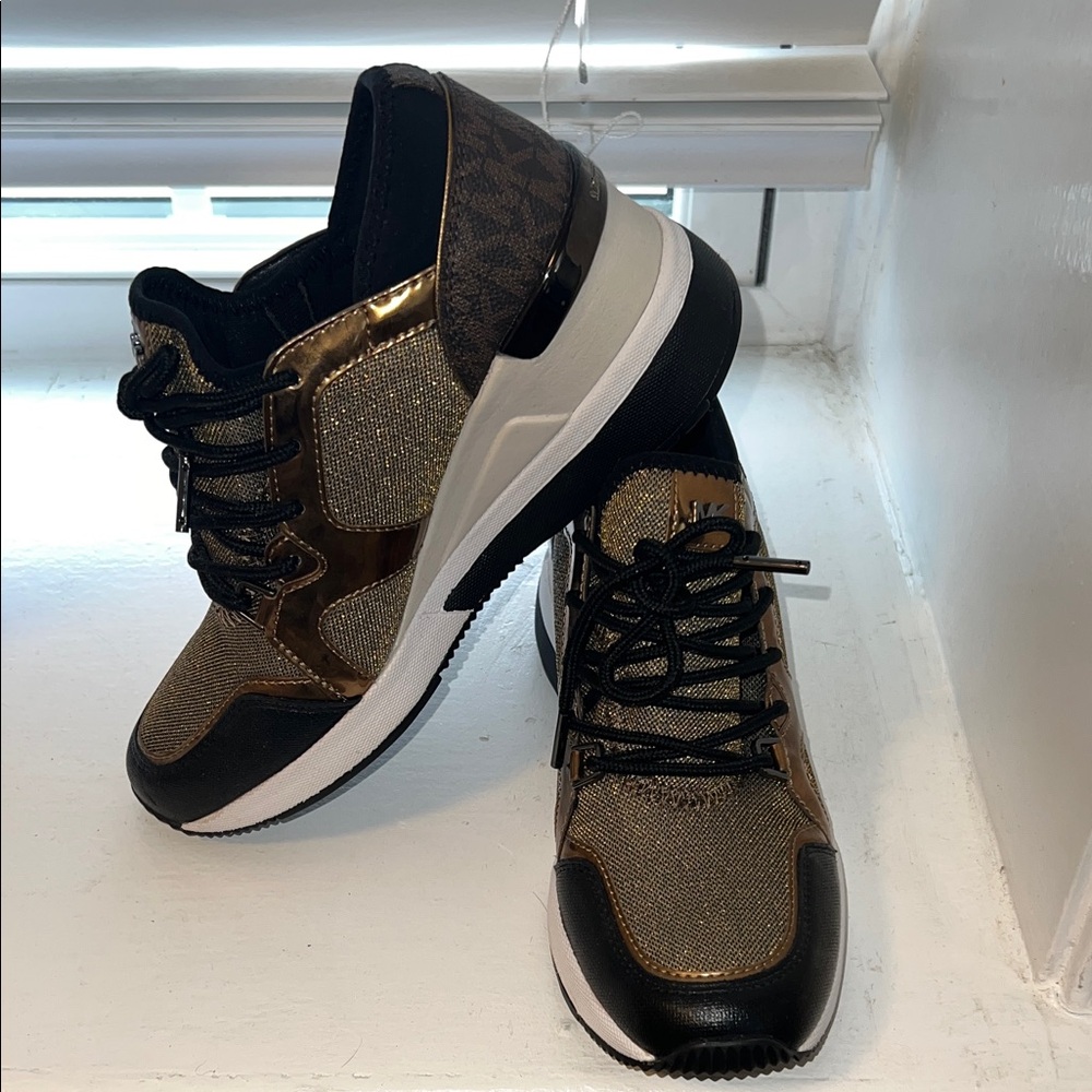 Michael Kors Black and Gold Athletic Shoes